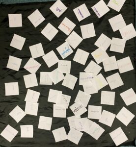 Mots écrits par les enseignants lors de la formation "Voyage, Voyages"